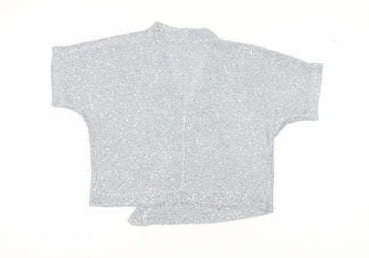 Back view of Roman Women's Silver Sequin Wrap Jumper, size 14