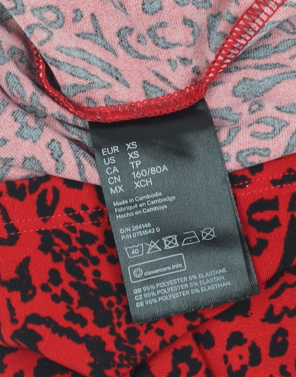 H&M Women's Red Animal Print Slip Dress, XS