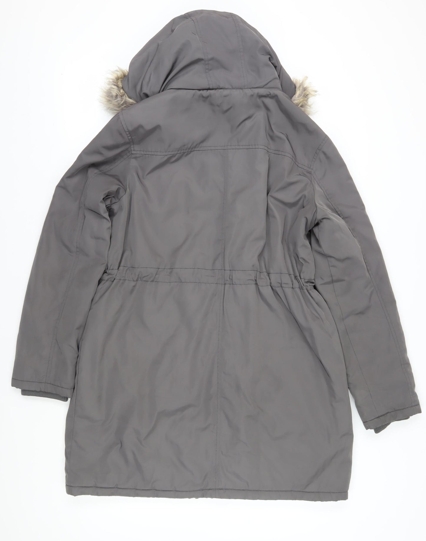 Oasis Women's Grey Parka Coat, L, Hooded Winter Wear