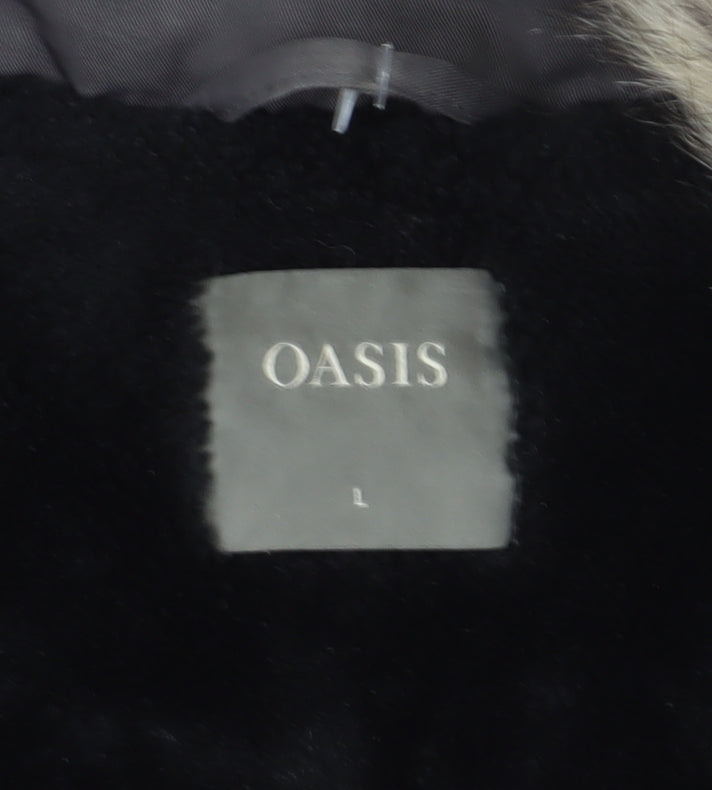 Oasis Women's Grey Parka Coat, L, Hooded Winter Wear