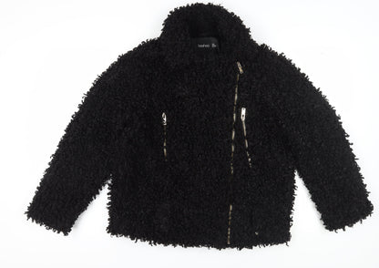 Boohoo Women's Black Biker Jacket Size 10, Winter Classic
