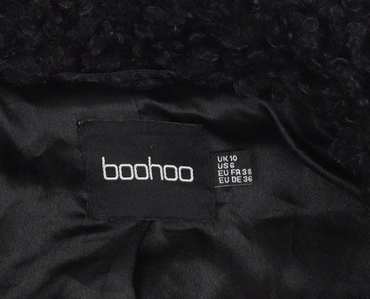 Boohoo Women's Black Biker Jacket Size 10, Winter Classic