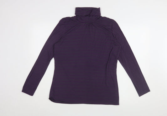 Redoute Création Women's Purple Striped Roll Neck T-Shirt