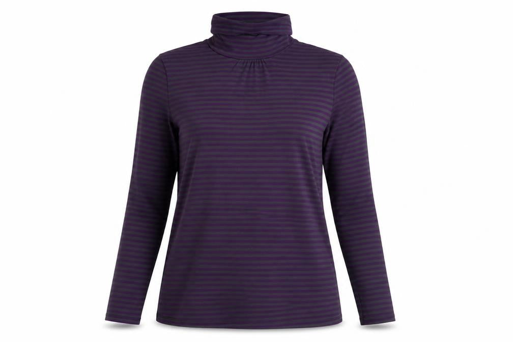 La Redoute Création Women's Purple Striped Roll Neck T-Shirt