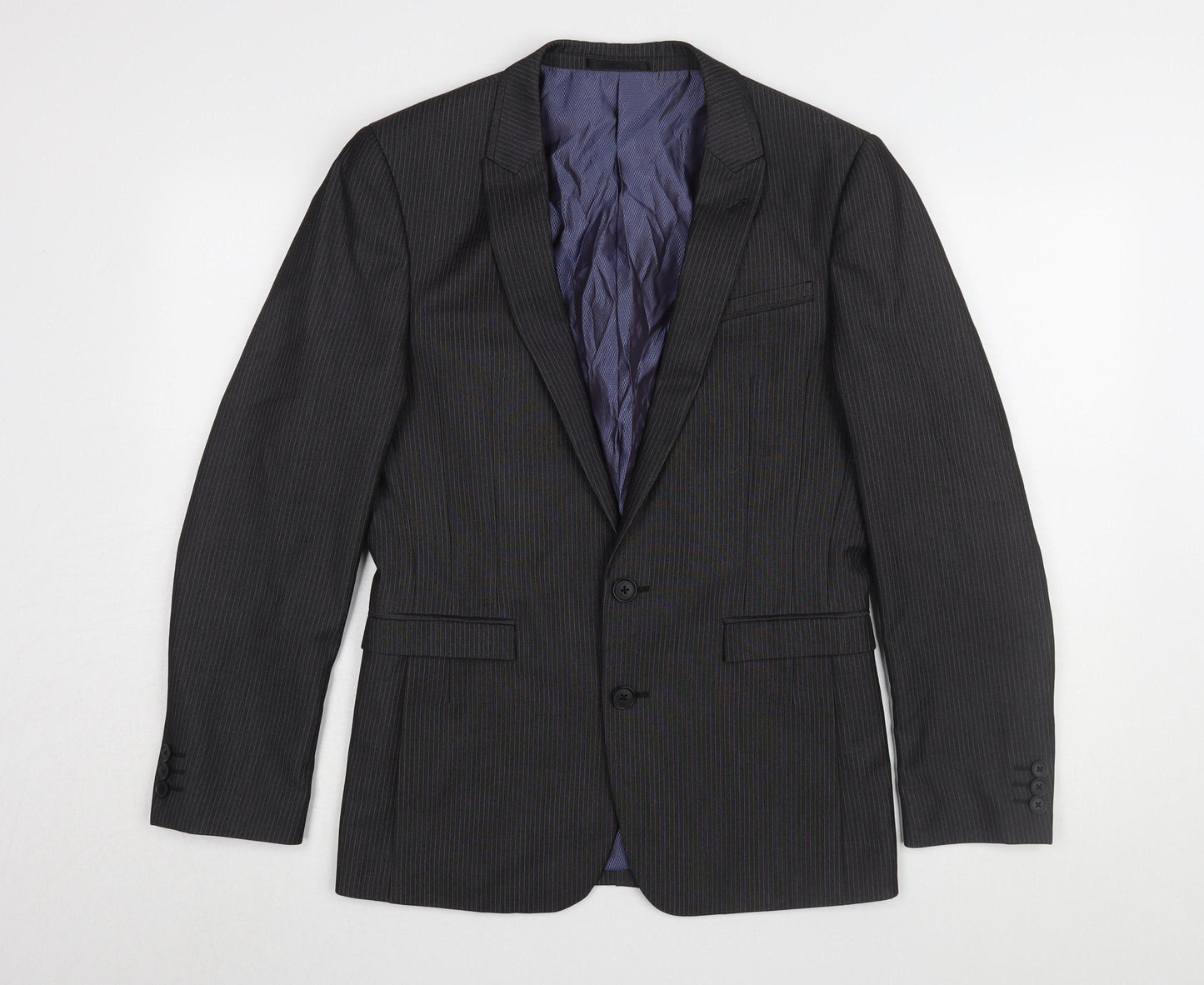 Next Men's Grey Blazer, 36S, Striped