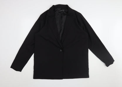 PRETTYLITTLETHING Women's Black Blazer UK 12 Notch Lapel