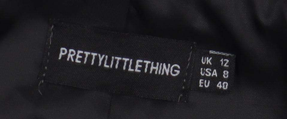 PRETTYLITTLETHING Women's Black Blazer UK 12 Notch Lapel