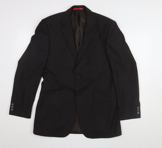 Burton Men's Black Pinstripe Blazer, Size 38R, Regular Fit