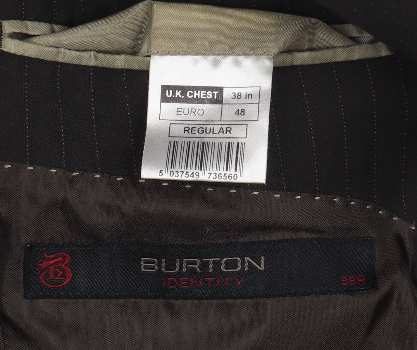 Burton Men's Black Pinstripe Blazer, Size 38R, Regular Fit