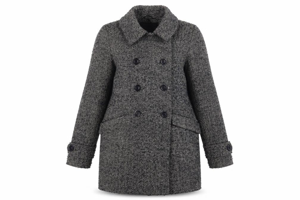 Warehouse Women's Grey Herringbone Pea Coat Size 8