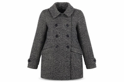 Warehouse Women's Grey Herringbone Pea Coat Size 8