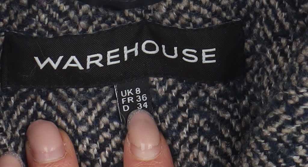 Warehouse Women's Grey Herringbone Pea Coat Size 8
