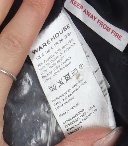 Warehouse Women's Grey Herringbone Pea Coat Size 8