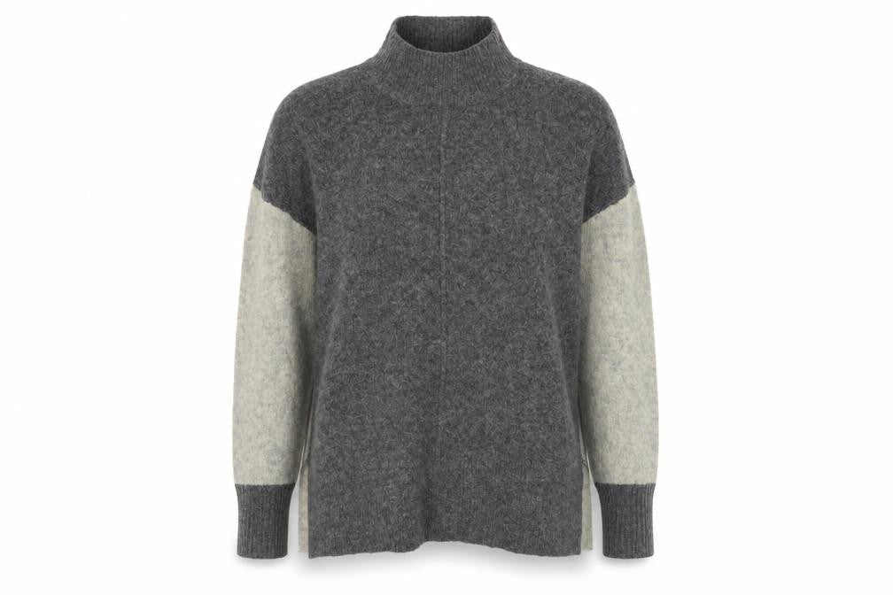 Marks & Spencer Women's Grey Mock Neck Jumper (M)