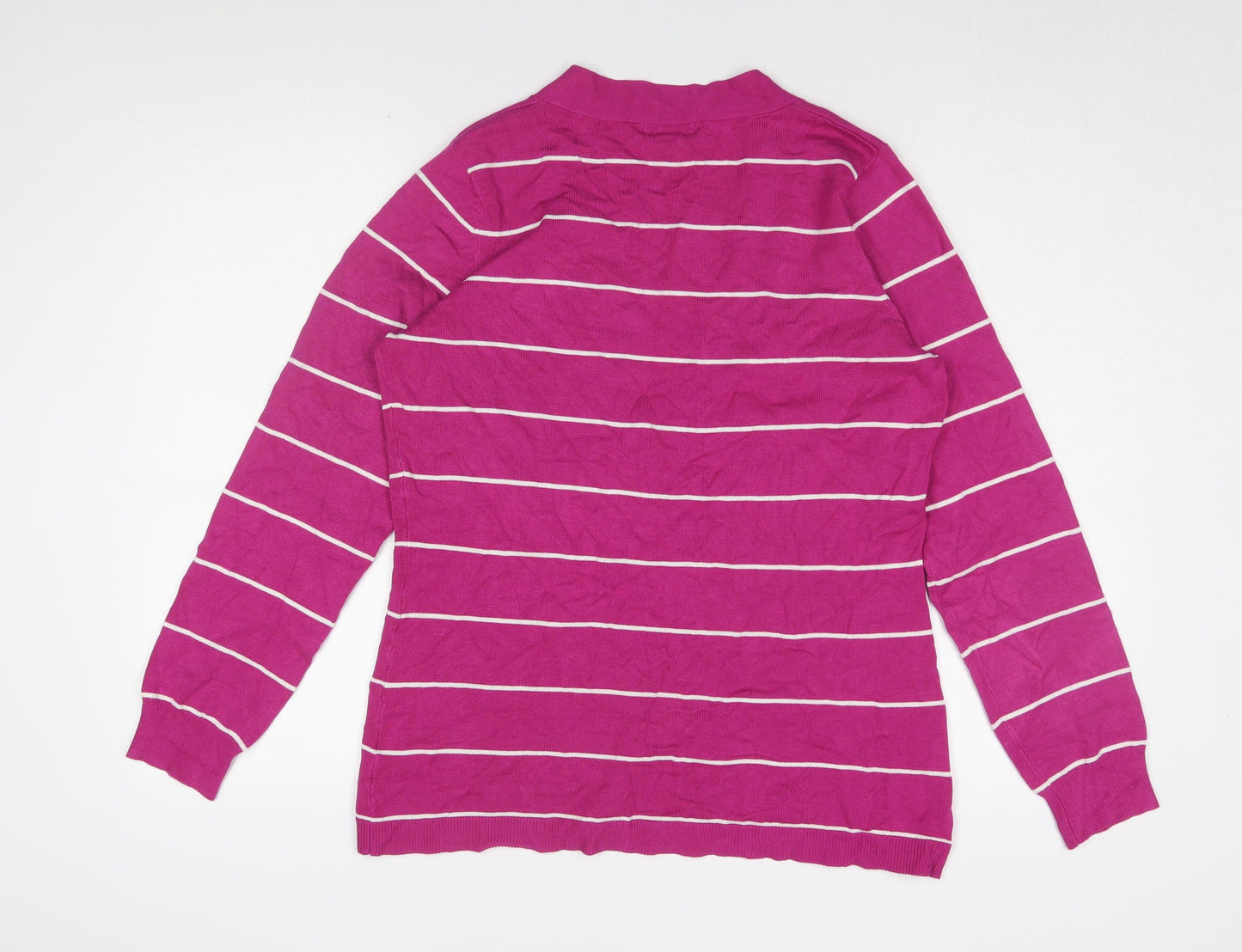 Linea Women's Pink Striped Cardigan, Size L, Viscose Blend
