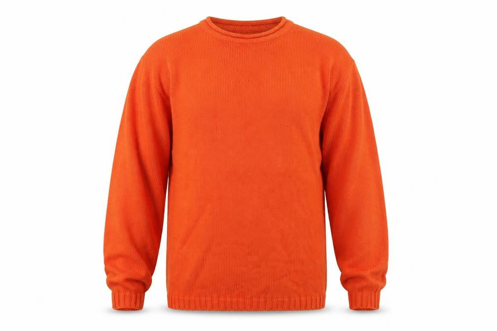 Fosters Trading Men's Orange Cotton Pullover Jumper M