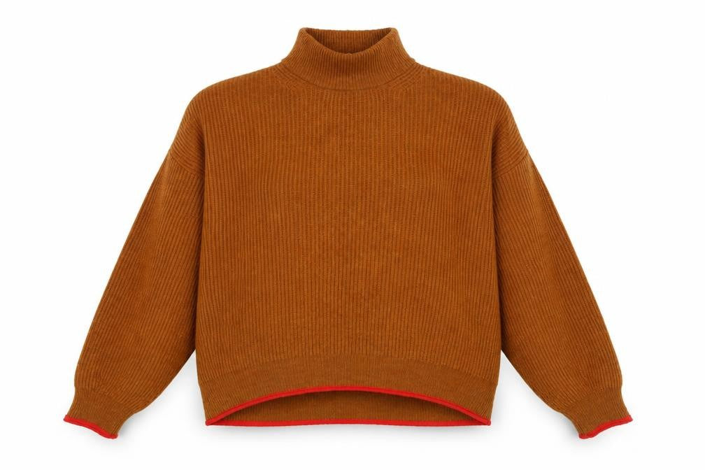 Promod Women's Brown Mock Neck Pullover Jumper M