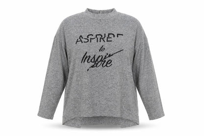 River Island Women's Grey Mock Neck T-Shirt, Size 16