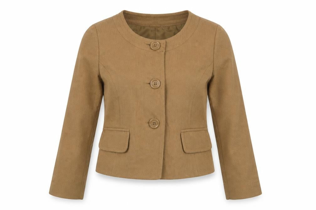 H&M Women's Brown Cropped Jacket Size 8