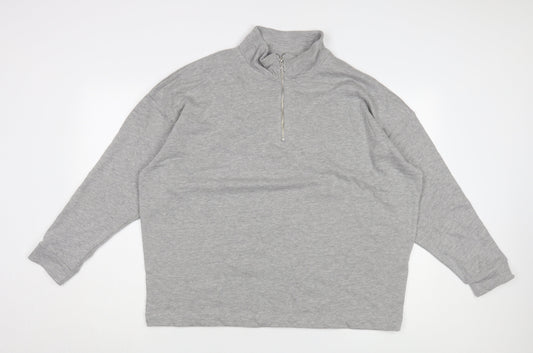 Damart Grey Women's Mock Neck Sweatshirt Zip 14/16