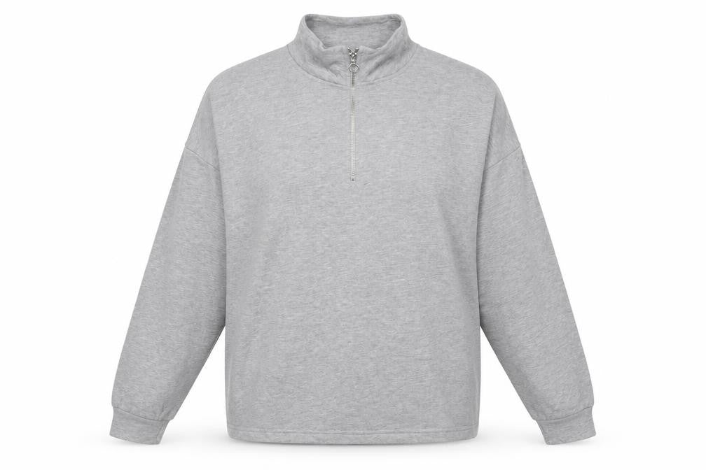 Damart Grey Women's Mock Neck Sweatshirt Zip 14/16