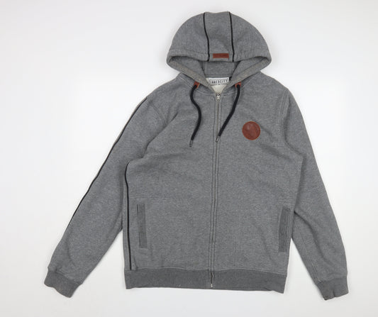 Innercity Men's Grey Hooded Bomber Jacket M