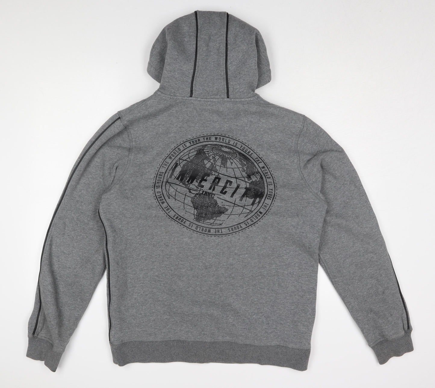 Innercity Men's Grey Hooded Bomber Jacket M