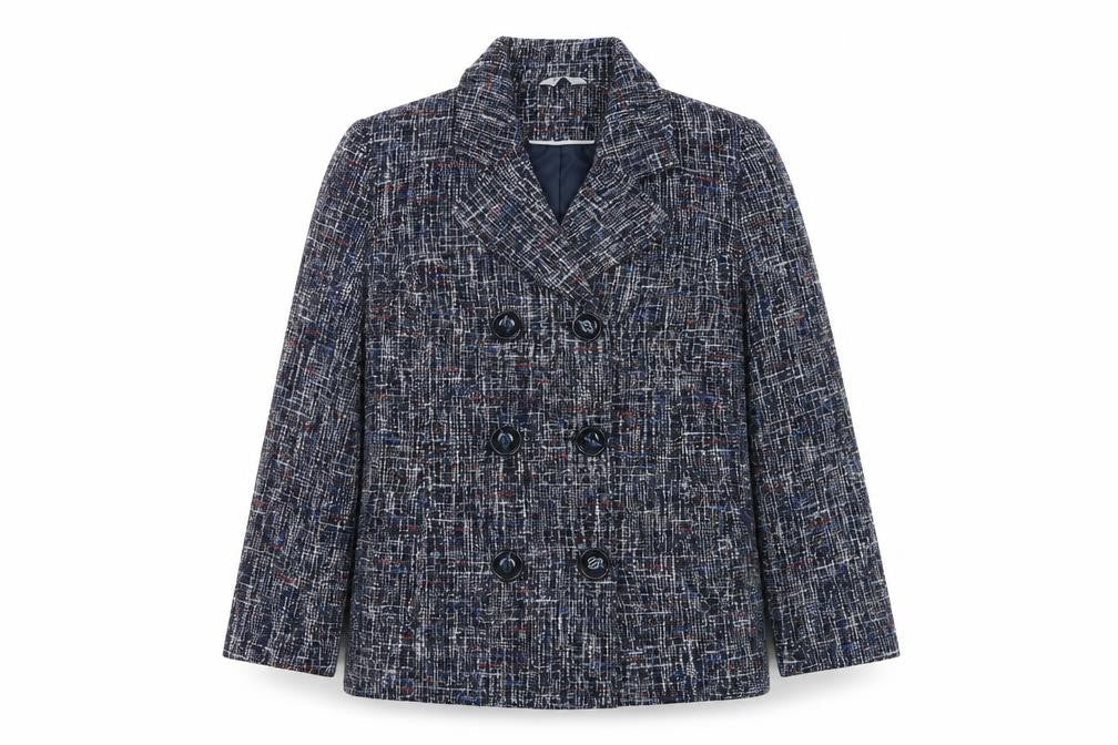 Classics Women's Multicoloured Tweed Pea Coat Size 16