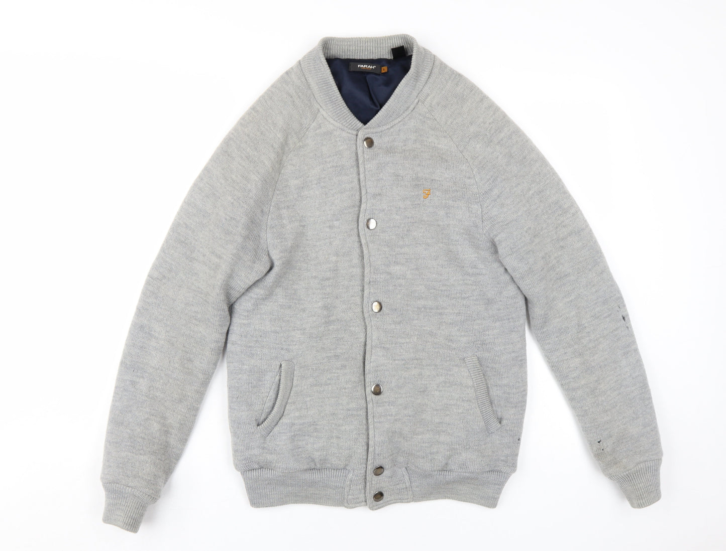 Farah Vintage Men's Grey Wool Varsity Jacket S