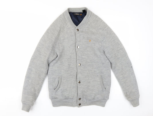 Farah Vintage Men's Grey Wool Varsity Jacket S