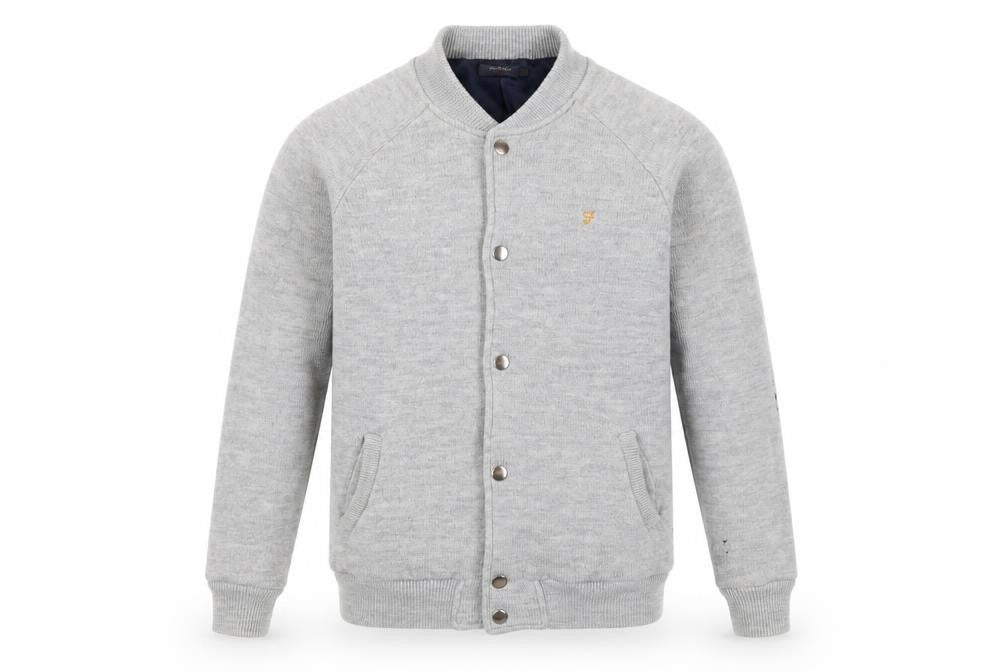Farah Vintage Men's Grey Wool Varsity Jacket S