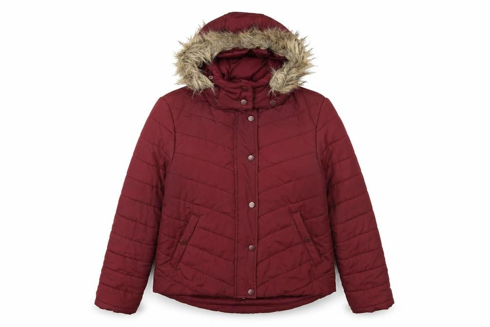 Avenue Women's Red Hooded Puffer Jacket Size 14