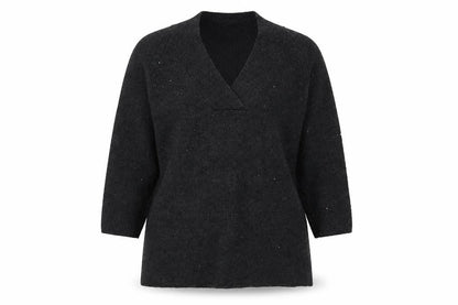 Marina Sport Women's Black V-Neck Pullover Jumper S