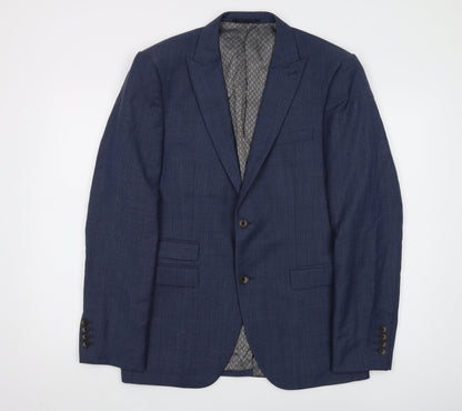 Next Men's Blue Wool Blazer 40R Regular Formal