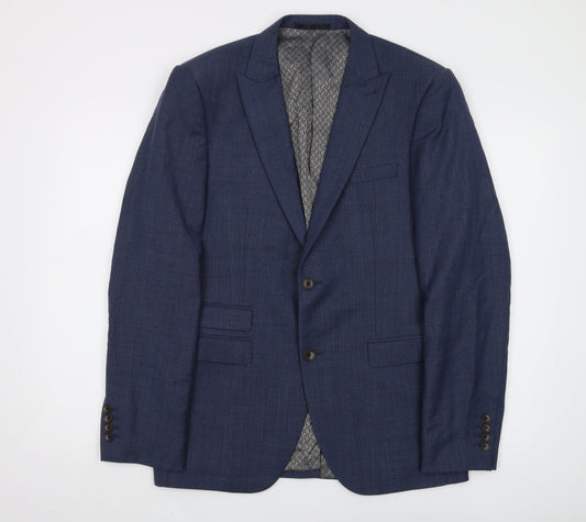 Next Men's Blue Wool Blazer 40R Regular Formal