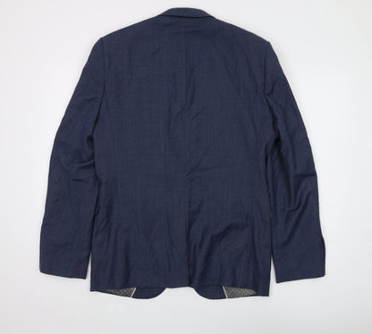 Next Men's Blue Wool Blazer 40R Regular Formal
