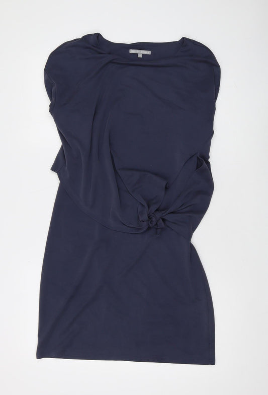 Oliver Bonas Women Navy Size 8 Mini Wrap Dress