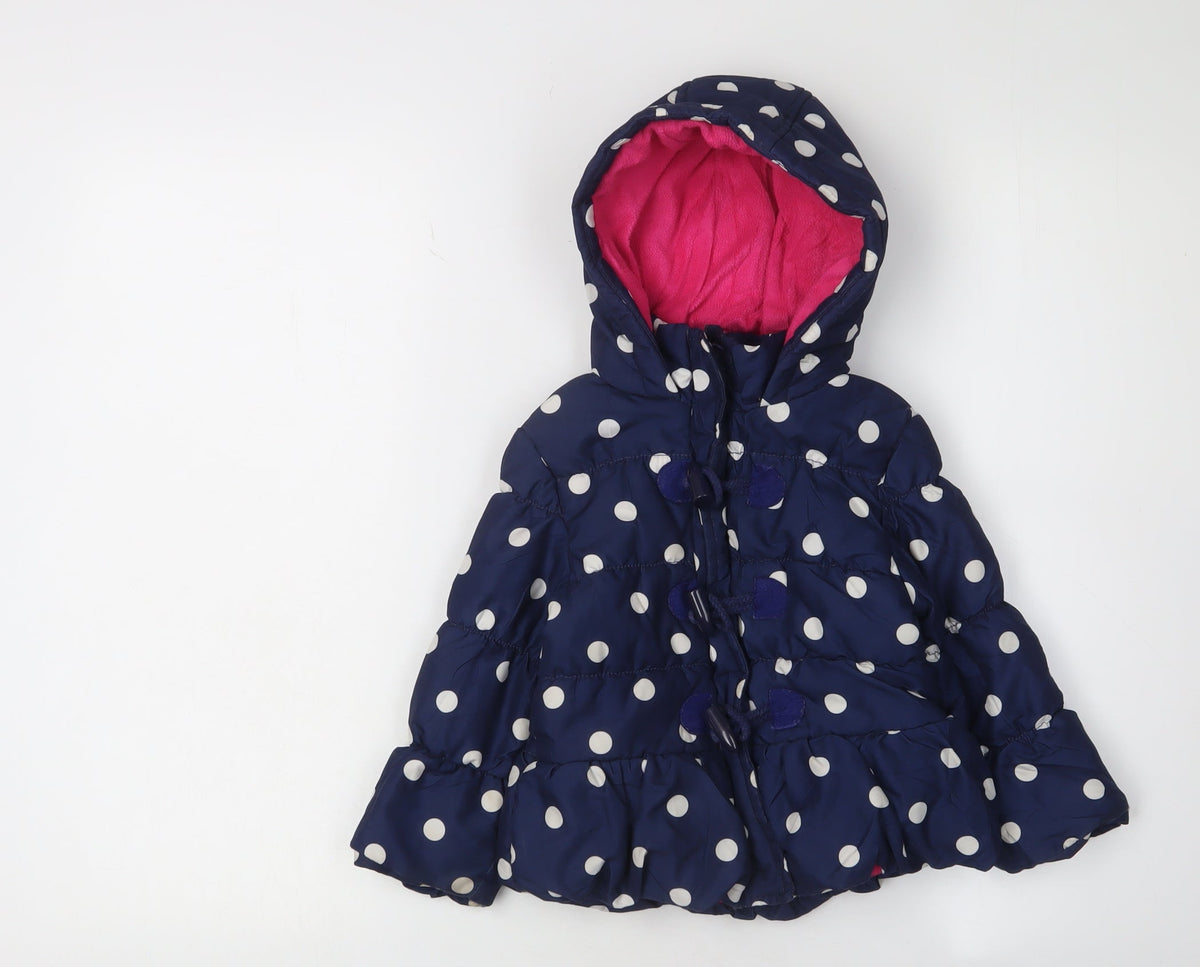 Bluezoo Girls Blue Polka Dot Puffer Jacket 2-3 Years