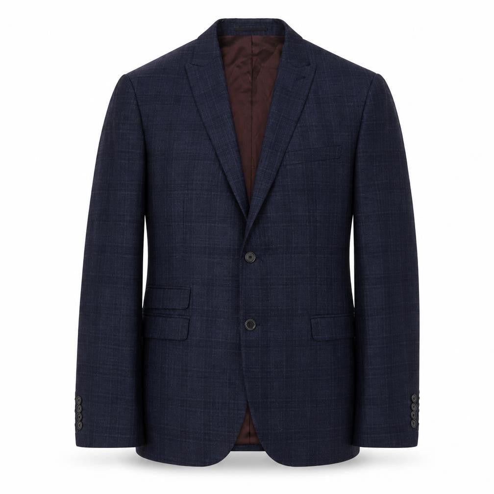 Next Men's Blue Check Blazer, Size 44L, Formal Wear