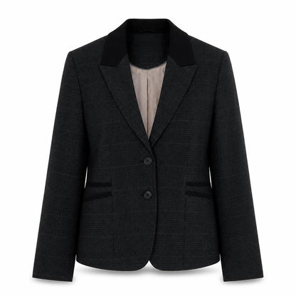 Next Women's Black Checked Blazer, Size 14, Regular Fit