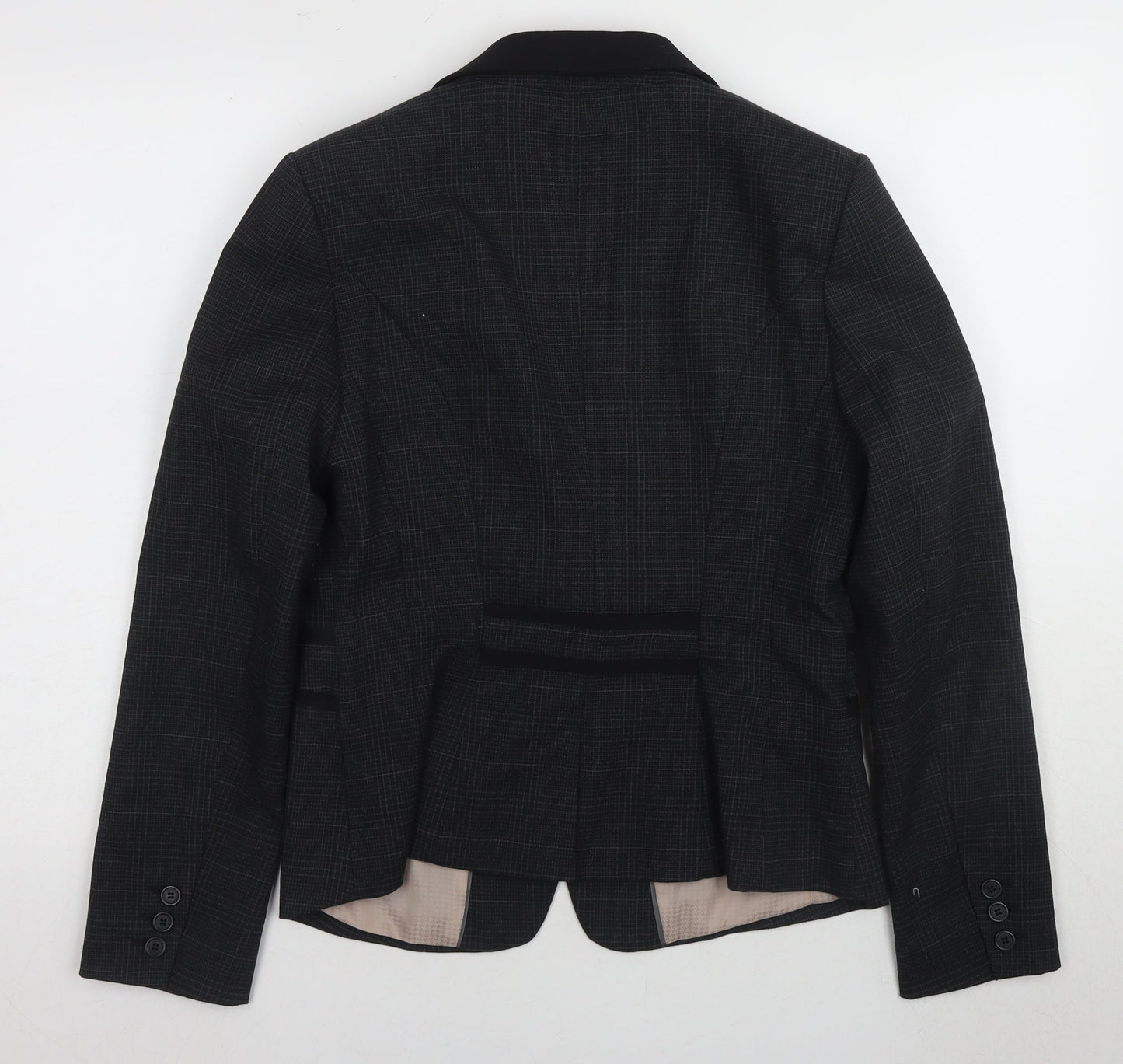 Next Women's Black Checked Blazer, Size 14, Regular Fit