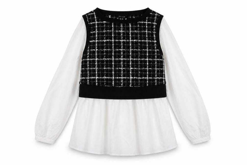 New Look Women's Black Check Vest Jumper, Size 10, Knit