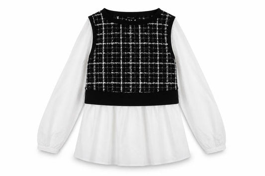 New Look Women's Black Check Vest Jumper, Size 10, Knit