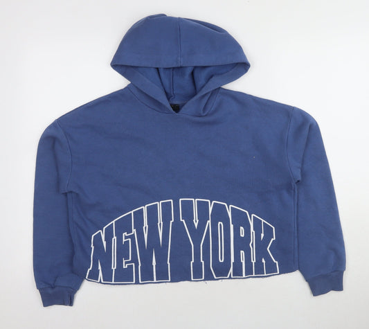 New Look Girls Blue Logo Pullover Hoodie Age 12-13