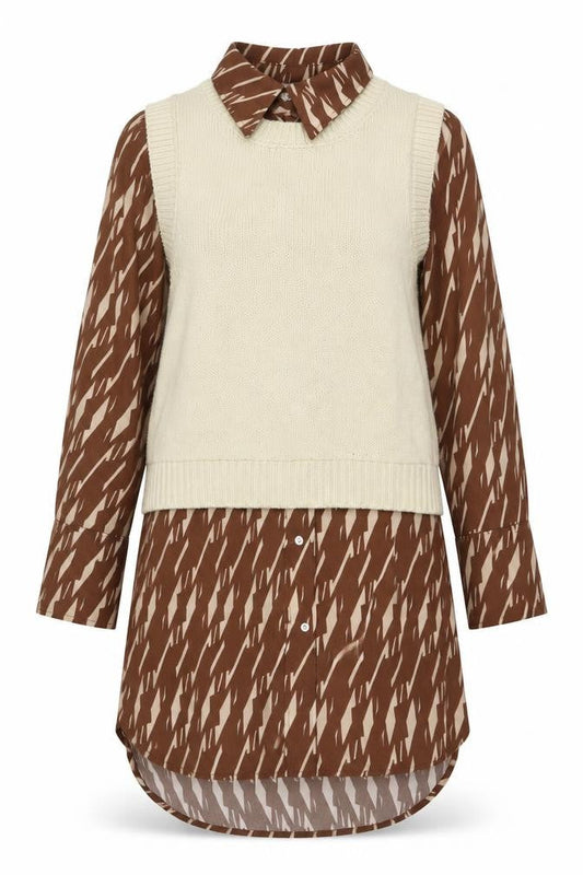 Next Women's Brown Beige Shirt Dress S
