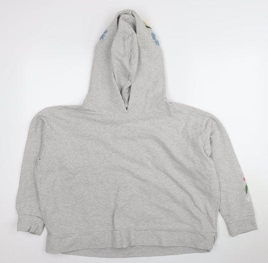 Next Women's Grey Floral Embroidered Pullover Hoodie