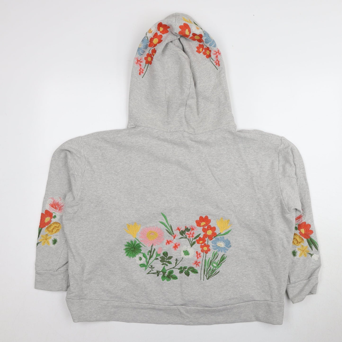 Next Women's Grey Floral Embroidered Pullover Hoodie