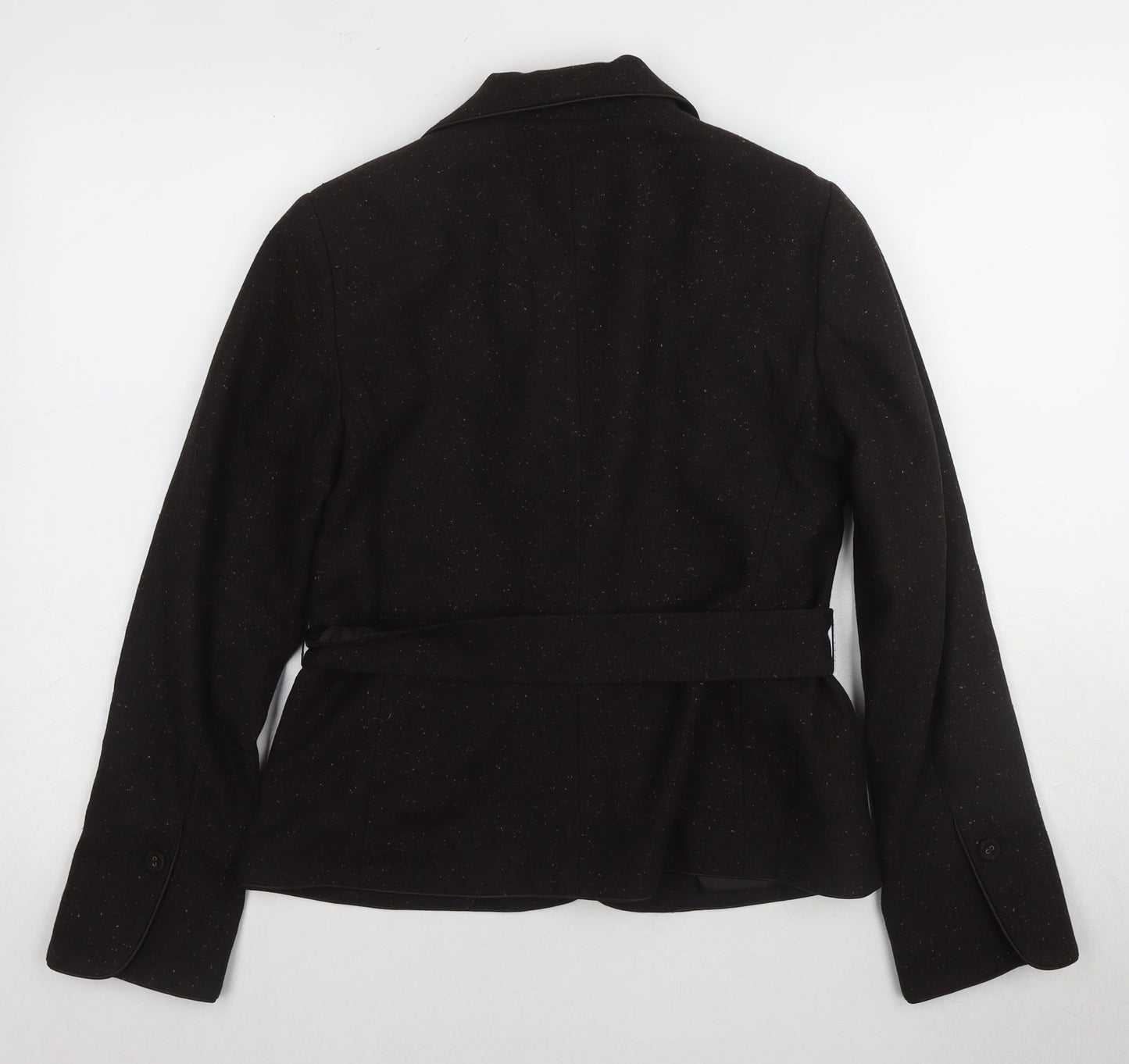 H&M Women's Black Belted Jacket Size 12 for Autumn