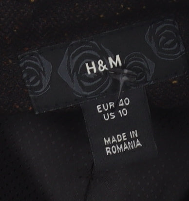 H&M Women's Black Belted Jacket Size 12 for Autumn