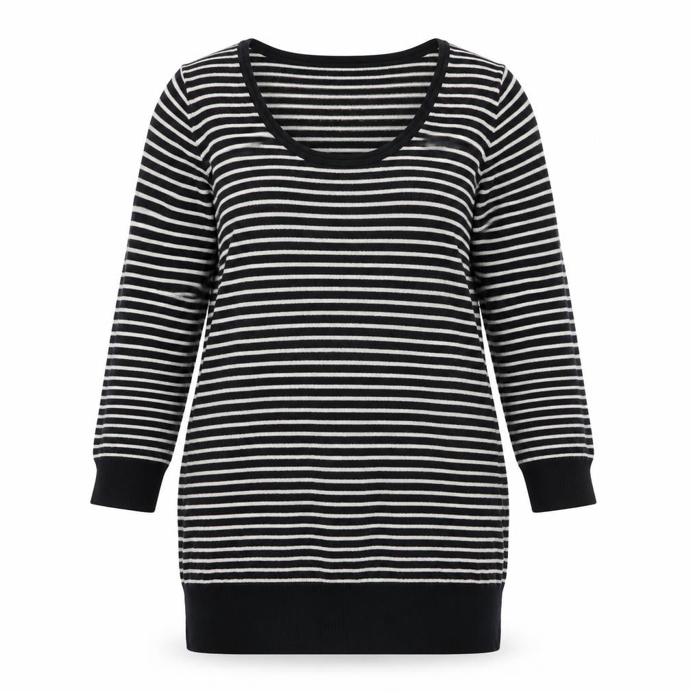 Kurt Muller Women's L Black Striped Tunic Jumper